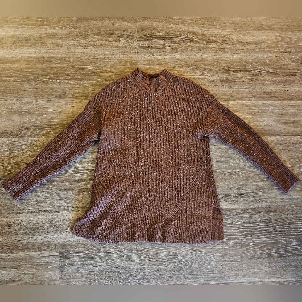 Old Navy Sweater Womens Size Large Brown/Orange Knit Oversized Long Split